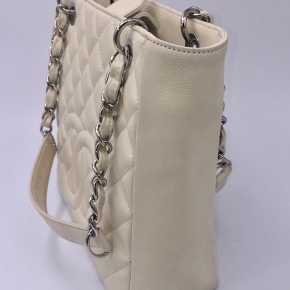 Authentic Chanel Caviar Petite Shopping Tote Ivory - Picture 5 of 17
